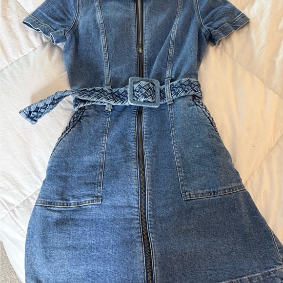 Alice + Olivia Denim Zip-Front Mini Dress - Picture 1 of 3